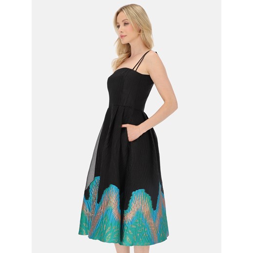 Czarna sukienka koktajlowa midi Diana z kolorowym printem – L’AF ze sklepu Eye For Fashion w kategorii Sukienki - zdjęcie 184278686