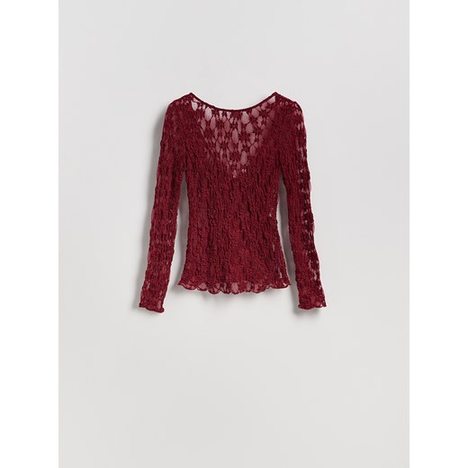 Reserved - Koronkowa bluzka - burgundowy Reserved XS Reserved