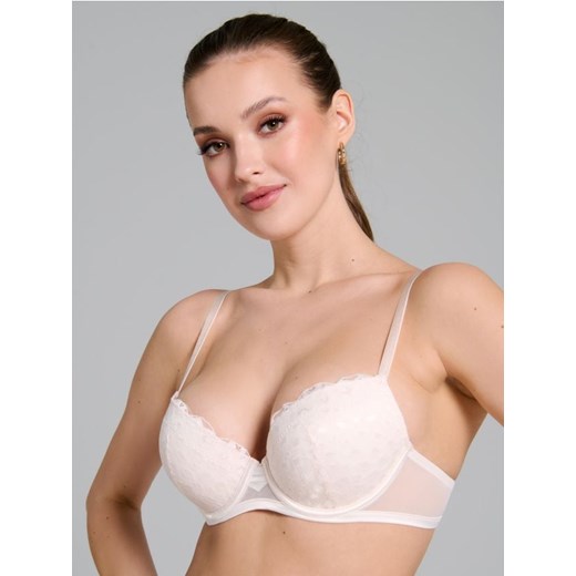 Sinsay - Biustonosz push-up z ozdobną koronką - kremowy ze sklepu Sinsay w kategorii Biustonosze - zdjęcie 184279809