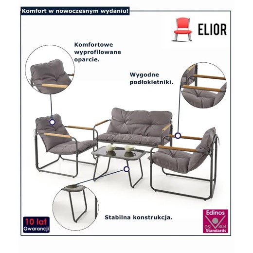 Zestaw nowoczesnych mebli wypoczynkowych do ogrodu R1-G46 Elior One Size Edinos.pl