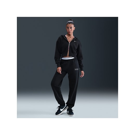 Damskie spodnie dresowe z wysokim stanem Nike Sportswear Phoenix Fleece - Czerń ze sklepu Nike poland w kategorii Spodnie damskie - zdjęcie 184284248