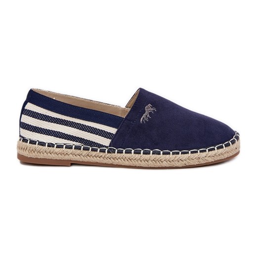 Męskie Espadryle Z Eko Zamszu Granatowe niebieskie ze sklepu ButyModne.pl w kategorii Espadryle męskie - zdjęcie 184285156