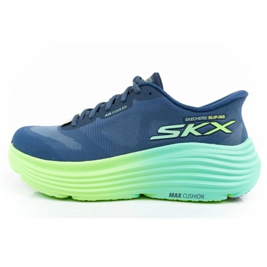 Buty do biegania Skechers Max Cushioning Slip-Ins 129473/NVLM niebieskie ze sklepu ButyModne.pl w kategorii Buty sportowe damskie - zdjęcie 184285226