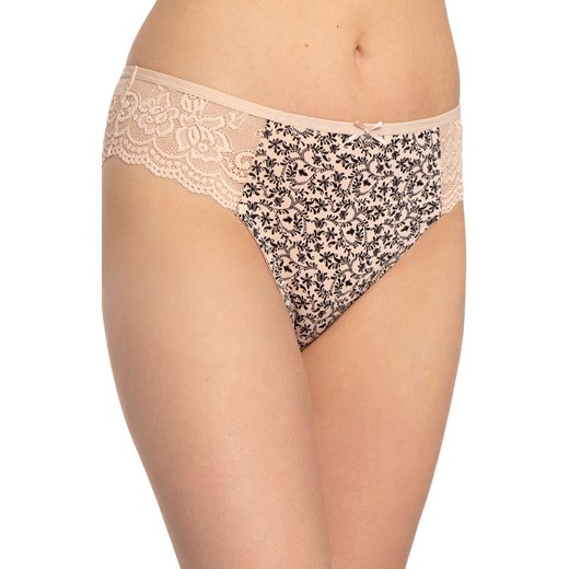 2-pack bawełniane figi damskie plus size L-1587BI, Kolor czarno-beżowy, Rozmiar 2XL, LAMA ze sklepu Intymna w kategorii Majtki damskie - zdjęcie 184287415