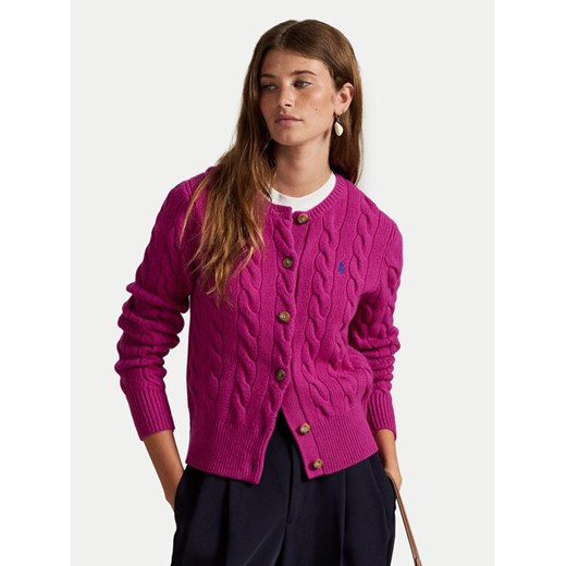Polo Ralph Lauren Kardigan 211972104006 Różowy Slim Fit ze sklepu MODIVO w kategorii Swetry damskie - zdjęcie 184287869