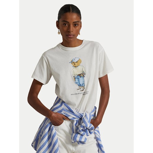 Polo Ralph Lauren T-Shirt 211965107001 Biały Regular Fit ze sklepu MODIVO w kategorii Bluzki damskie - zdjęcie 184287886