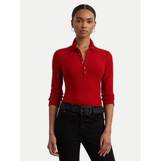 LAUREN RALPH LAUREN Sweter 200971091003 Czerwony Slim Fit ze sklepu MODIVO w kategorii Swetry damskie - zdjęcie 184287919