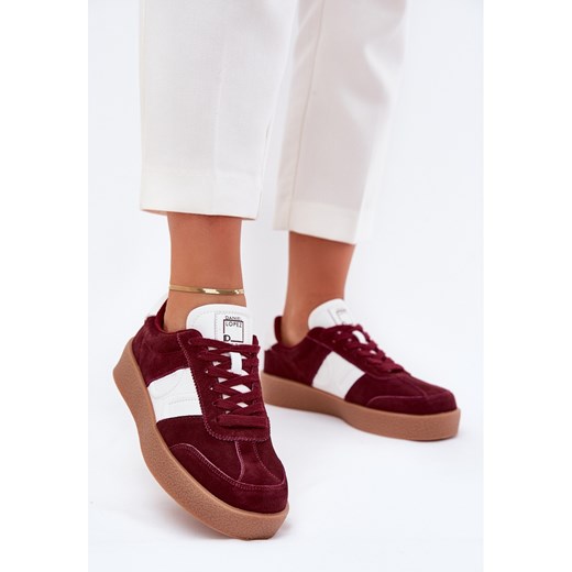 Zamszowe Sneakersy Damskie Big Star by Daniel Lopez SS2D4023 Bordowe czerwone ze sklepu ButyModne.pl w kategorii Buty sportowe damskie - zdjęcie 184288469