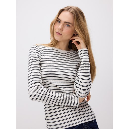 Reserved - Longsleeve z prążkowanej dzianiny - czarny ze sklepu Reserved w kategorii Bluzki damskie - zdjęcie 184289416