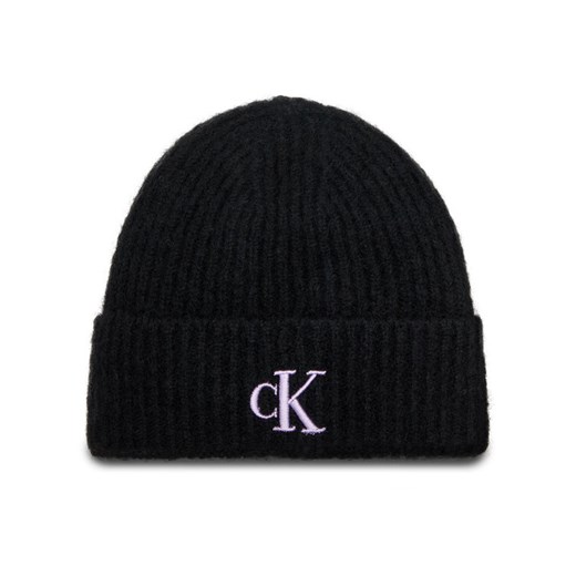 Calvin Klein Jeans Czapka Thick Embroidery Beanie K60K612321 Czarny ze sklepu MODIVO w kategorii Czapki zimowe damskie - zdjęcie 184290498