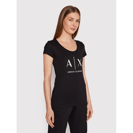 Armani Exchange T-Shirt 8NYT70 YJ16Z 1200 Czarny Regular Fit ze sklepu MODIVO w kategorii Bluzki damskie - zdjęcie 184290538