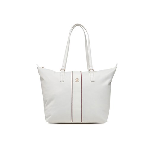 Tommy Hilfiger Torebka Poppy Tote Corp AW0AW17205 Écru ze sklepu MODIVO w kategorii Torby Shopper bag - zdjęcie 184290555