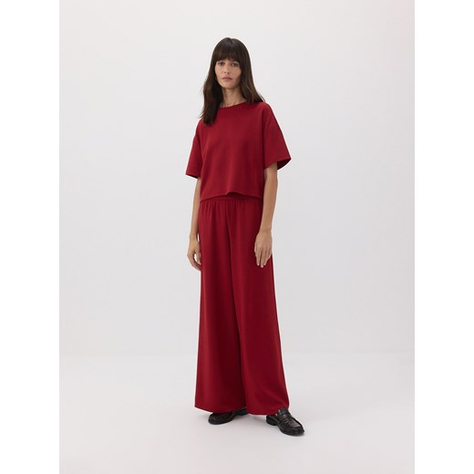 Reserved - Spodnie wide leg - bordowy Reserved L okazyjna cena Reserved
