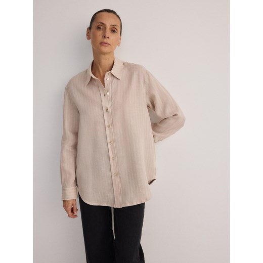 Reserved - Lniana koszula oversize - wielobarwny Reserved XS promocyjna cena Reserved