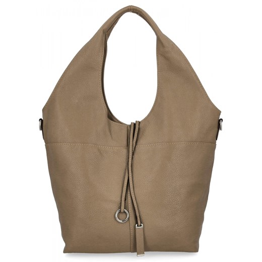Torebka Damska Shopper Bag firmy Hernan HB0325 Ciemno Beżowa ze sklepu PaniTorbalska w kategorii Torby Shopper bag - zdjęcie 184294168