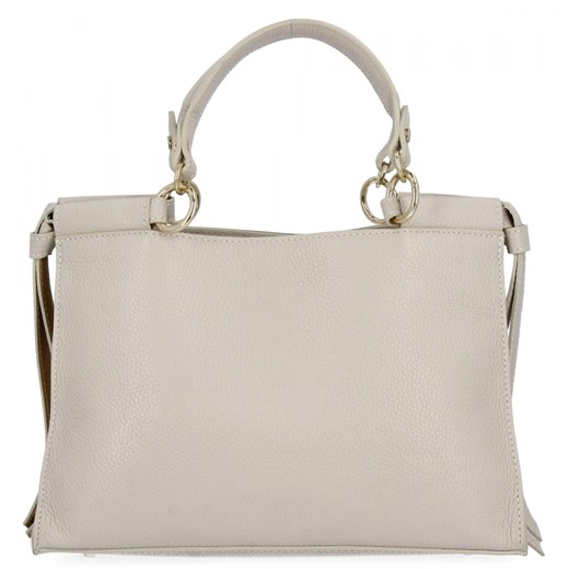 Włoska Torebka Skórzana Kuferek 3 Komory 6181 Beżowa ze sklepu PaniTorbalska w kategorii Torby Shopper bag - zdjęcie 184294416