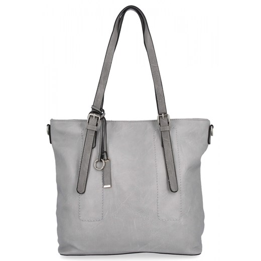 Uniwersalna Torebka Damska XL Shopper Bag firmy Hernan HB0213-1 Jasno Szara/Szara ze sklepu PaniTorbalska w kategorii Torby Shopper bag - zdjęcie 184294479
