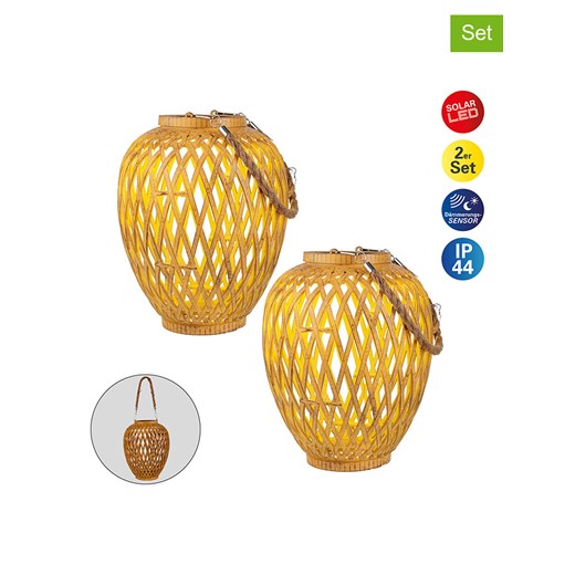 näve Dekoracyjne lampy solarne (2 szt.) w kolorze jasnobrązowym - wys. 24 x Ø 20 cm ze sklepu Limango Polska w kategorii Oświetlenie - zdjęcie 184295279
