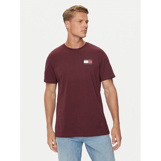 Tommy Jeans T-Shirt Essential DM0DM20740 Bordowy Slim Fit ze sklepu MODIVO w kategorii T-shirty męskie - zdjęcie 184295826