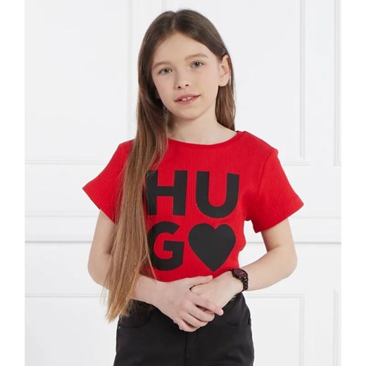 HUGO KIDS T-shirt | Regular Fit ze sklepu Gomez Fashion Store w kategorii Bluzki dziewczęce - zdjęcie 184296757