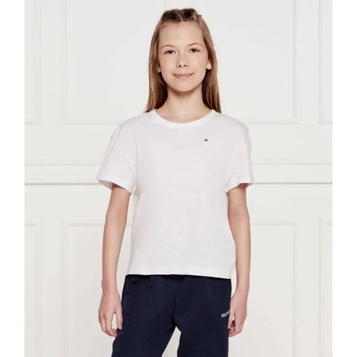 Tommy Hilfiger T-shirt | Regular Fit | z dodatkiem lnu ze sklepu Gomez Fashion Store w kategorii Bluzki dziewczęce - zdjęcie 184297858