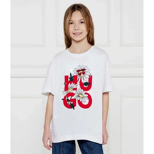 HUGO KIDS T-shirt | Regular Fit ze sklepu Gomez Fashion Store w kategorii Bluzki dziewczęce - zdjęcie 184297877