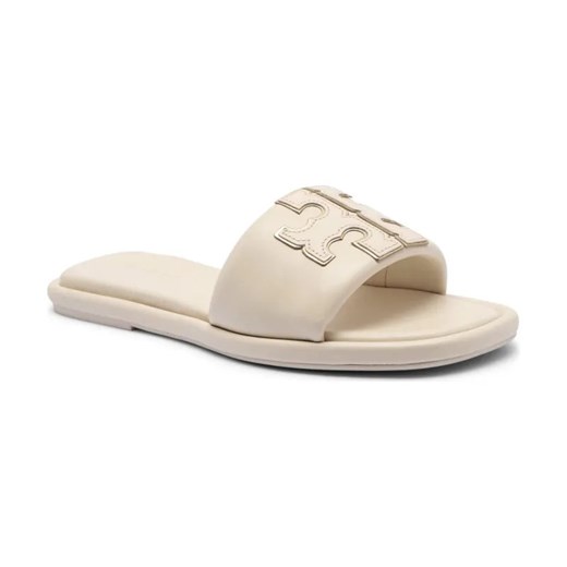TORY BURCH Skórzane klapki DOUBLE T SPORT SLIDE ze sklepu Gomez Fashion Store w kategorii Klapki damskie - zdjęcie 184300388