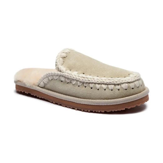 MOU Skórzane obuwie domowe FULL ESKIMO STITCH | z dodatkiem wełny ze sklepu Gomez Fashion Store w kategorii Kapcie damskie - zdjęcie 184304276