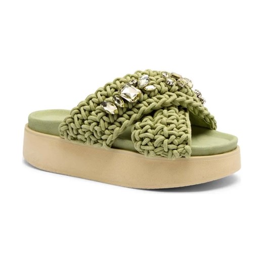 INUIKII Klapki WOVEN STONES PLATFORM | z dodatkiem skóry ze sklepu Gomez Fashion Store w kategorii Klapki damskie - zdjęcie 184306229