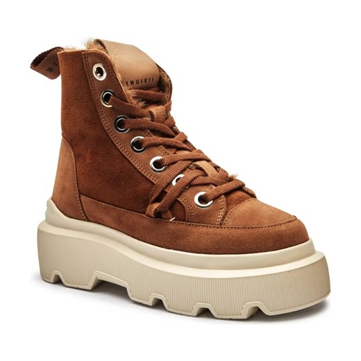INUIKII Skórzane botki na platformie MATILDA SHEARLING ze sklepu Gomez Fashion Store w kategorii Botki - zdjęcie 184307849