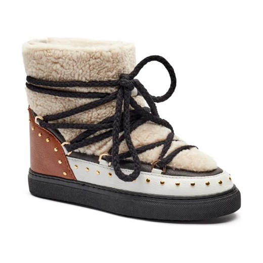 INUIKII Skórzane śniegowce CURLY ROCK WEDGE | z dodatkiem wełny ze sklepu Gomez Fashion Store w kategorii Śniegowce damskie - zdjęcie 184309277