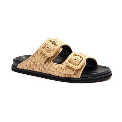 BOSS BLACK Klapki Freyah | z dodatkiem skóry ze sklepu Gomez Fashion Store w kategorii Klapki damskie - zdjęcie 184309806