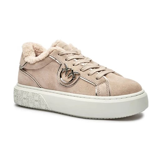 Pinko Skórzane sneakersy YOKO 01 | shearling ze sklepu Gomez Fashion Store w kategorii Buty sportowe damskie - zdjęcie 184311399