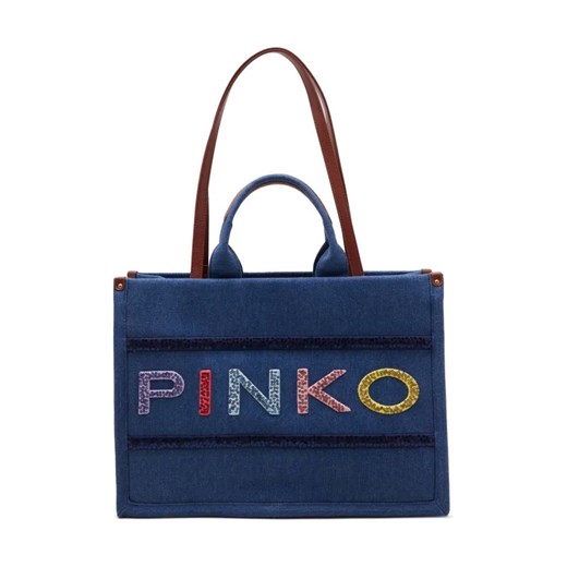 Pinko Shopperka SHOPPER DENIM RICAMO LOGO ze sklepu Gomez Fashion Store w kategorii Torby Shopper bag - zdjęcie 184313245