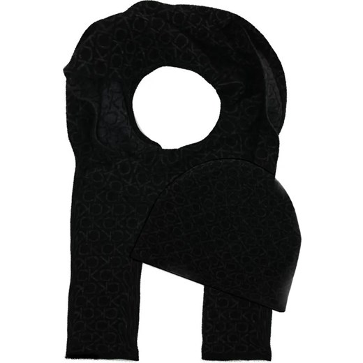 Calvin Klein Szal + czapka GS MONOGRAM SCARF+BEANIE | z dodatkiem wełny i kaszmiru ze sklepu Gomez Fashion Store w kategorii Szaliki męskie - zdjęcie 184318556