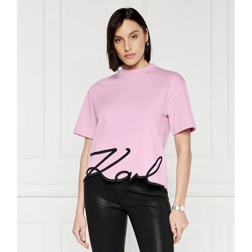 Karl Lagerfeld T-shirt Signature Hem | Relaxed fit ze sklepu Gomez Fashion Store w kategorii Bluzki damskie - zdjęcie 184322639