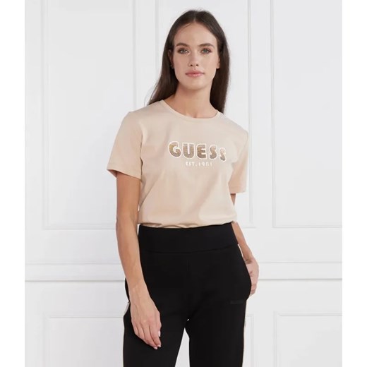 GUESS T-shirt SS CN SHADED LOGO TEE | Regular Fit ze sklepu Gomez Fashion Store w kategorii Bluzki damskie - zdjęcie 184323305