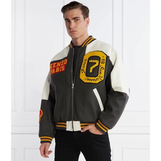 Kenzo Skórzana kurtka bomber | Regular Fit | z dodatkiem wełny ze sklepu Gomez Fashion Store w kategorii Kurtki męskie - zdjęcie 184324326