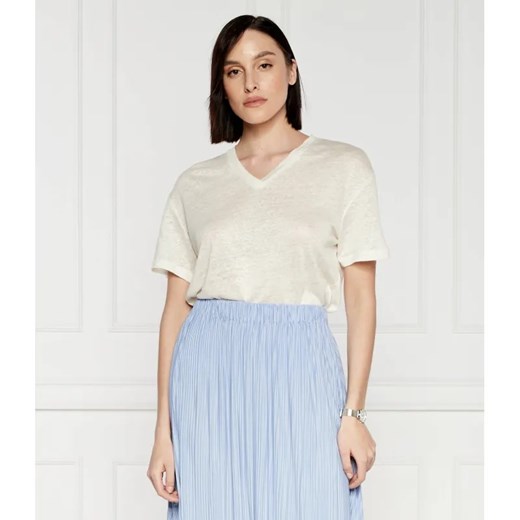 Samsøe Samsøe Lniany t-shirt saeli | Regular Fit ze sklepu Gomez Fashion Store w kategorii Bluzki damskie - zdjęcie 184324536