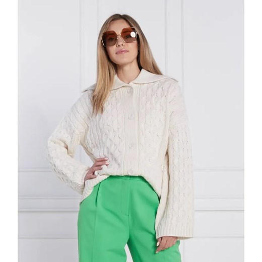 Samsøe Samsøe Wełniany kardigan | Relaxed fit ze sklepu Gomez Fashion Store w kategorii Swetry damskie - zdjęcie 184325416