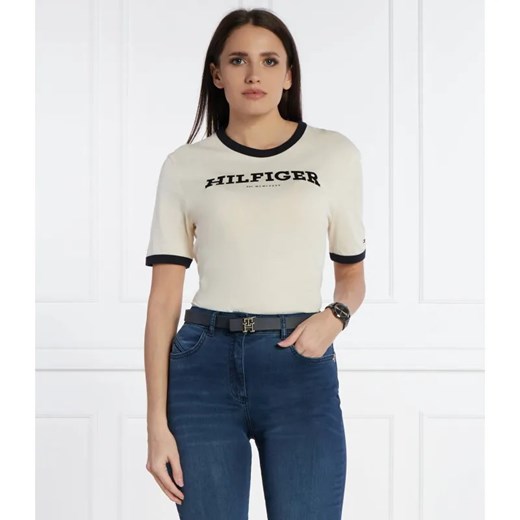 Tommy Hilfiger T-shirt MONOTYPE FLOCK | Regular Fit ze sklepu Gomez Fashion Store w kategorii Bluzki damskie - zdjęcie 184325796