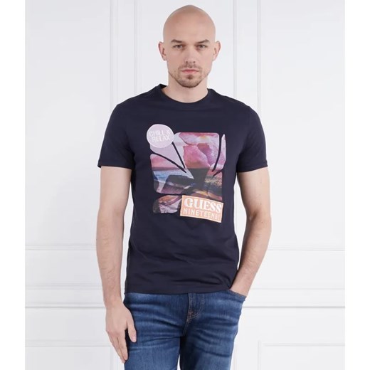 GUESS T-shirt SUNSET FLOWER | Slim Fit ze sklepu Gomez Fashion Store w kategorii T-shirty męskie - zdjęcie 184326117