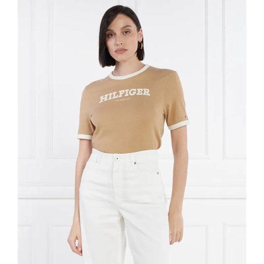 Tommy Hilfiger T-shirt MONOTYPE FLOCK | Regular Fit ze sklepu Gomez Fashion Store w kategorii Bluzki damskie - zdjęcie 184326167