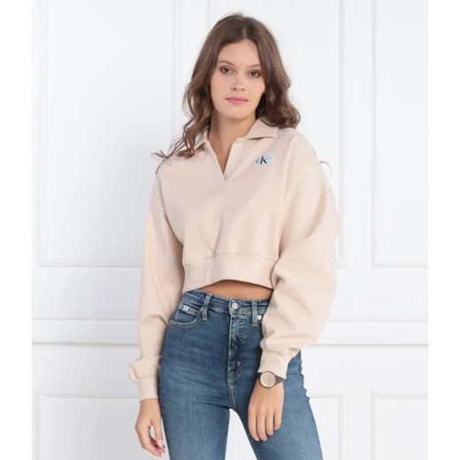 Calvin Klein Jeans Bluza LABEL POLO COLLAR | Loose fit ze sklepu Gomez Fashion Store w kategorii Bluzy damskie - zdjęcie 184326257