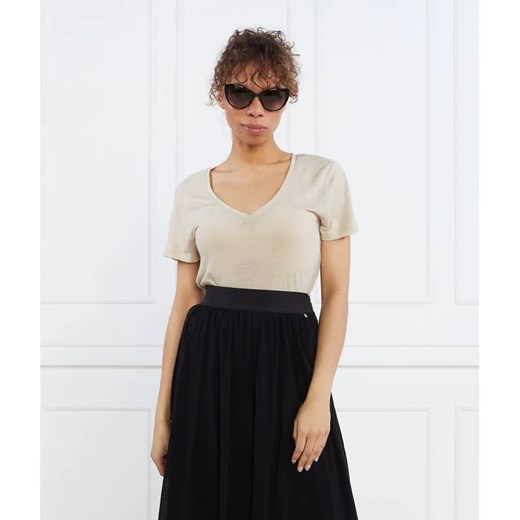 Tommy Hilfiger T-shirt | Regular Fit | z dodatkiem lnu ze sklepu Gomez Fashion Store w kategorii Bluzki damskie - zdjęcie 184326678