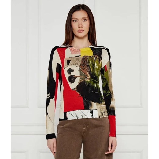 Desigual Sweter COLLAGE_LACROIX | Regular Fit | z dodatkiem lnu ze sklepu Gomez Fashion Store w kategorii Swetry damskie - zdjęcie 184327066