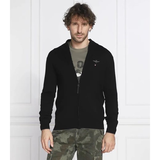 Aeronautica Militare Wełniany kardigan | Regular Fit ze sklepu Gomez Fashion Store w kategorii Swetry męskie - zdjęcie 184327955