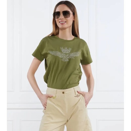 Aeronautica Militare T-shirt | Slim Fit ze sklepu Gomez Fashion Store w kategorii Bluzki damskie - zdjęcie 184328287