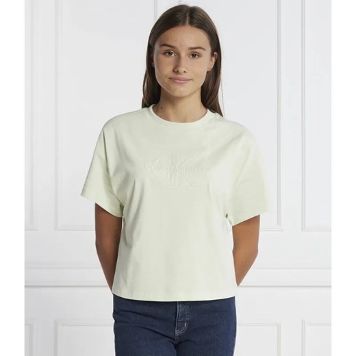 Calvin Klein Jeans T-shirt EMBOSSED MONOLOGO | Oversize fit ze sklepu Gomez Fashion Store w kategorii Bluzki damskie - zdjęcie 184328855