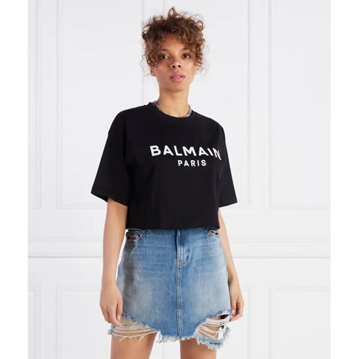 Balmain T-shirt CROPPED | Regular Fit ze sklepu Gomez Fashion Store w kategorii Bluzki damskie - zdjęcie 184330267